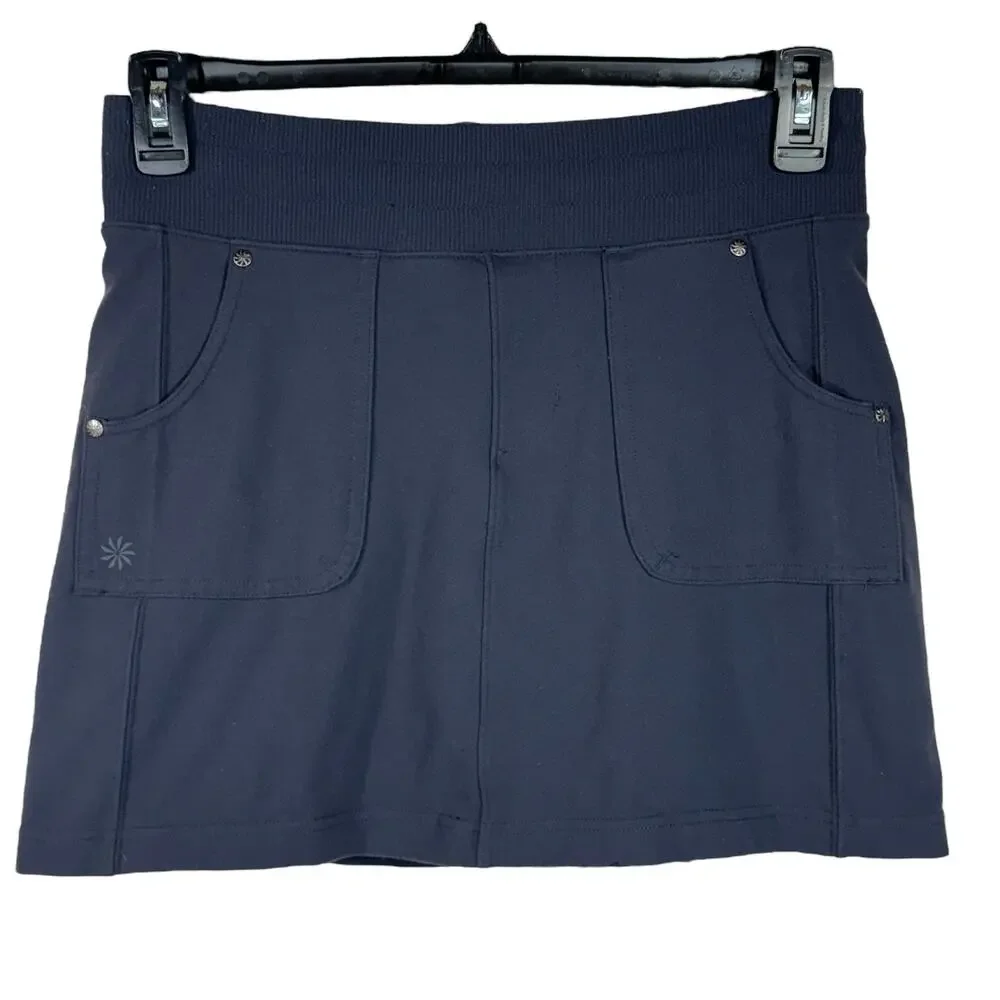 Athleta Small Northpeak Skort Pockets Elastic Waist Stretch Attached Briefs Gray - Picture 1 of 9